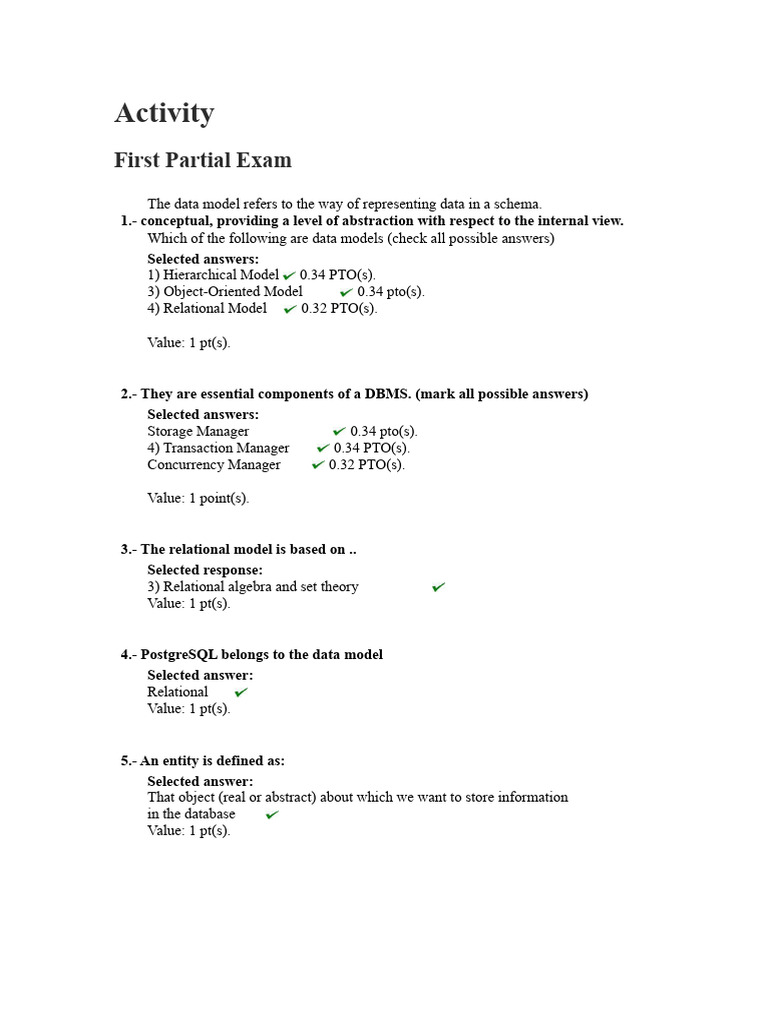 Data Models and DBMS Components Exam | PDF | Data Model | Databases
