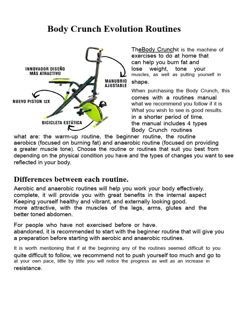 Body Crunch Workout Routines Guide | PDF | Aerobic Exercise | Strength ...