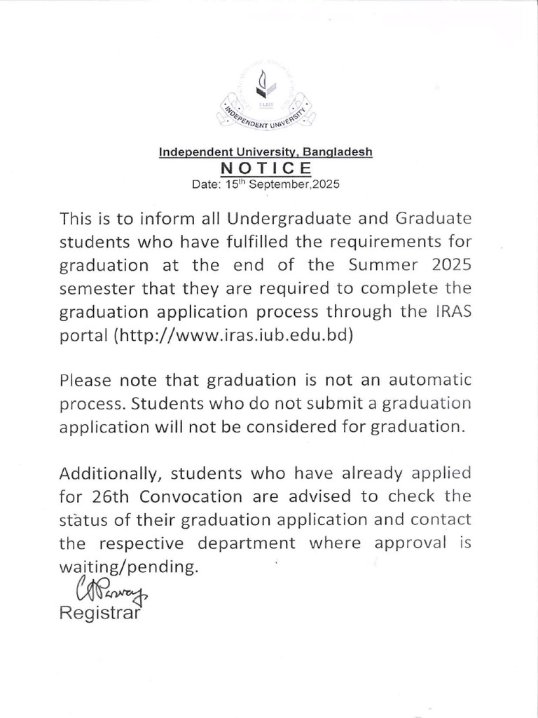 Submission of Graduation Application For The 26th Convocation C9c8353a ...