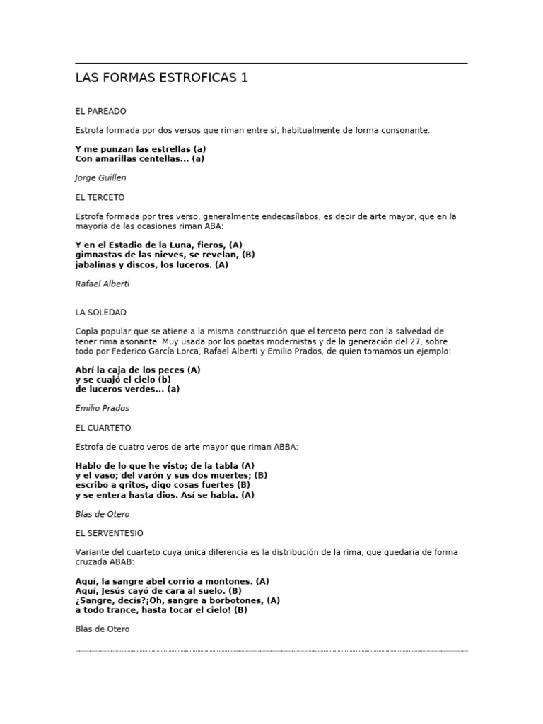 Formas Estroficas: Pareado a Cuaderna Vía | PDF