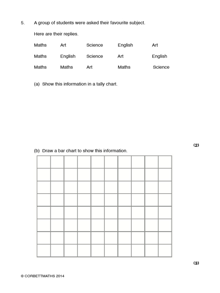 Bar Charts Tally Charts and Pictograms PDF 7 | PDF