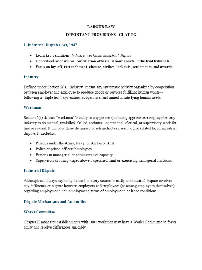 LABOUR LAW - 13-Aug-2025 | PDF | Cost Of Living | Employment