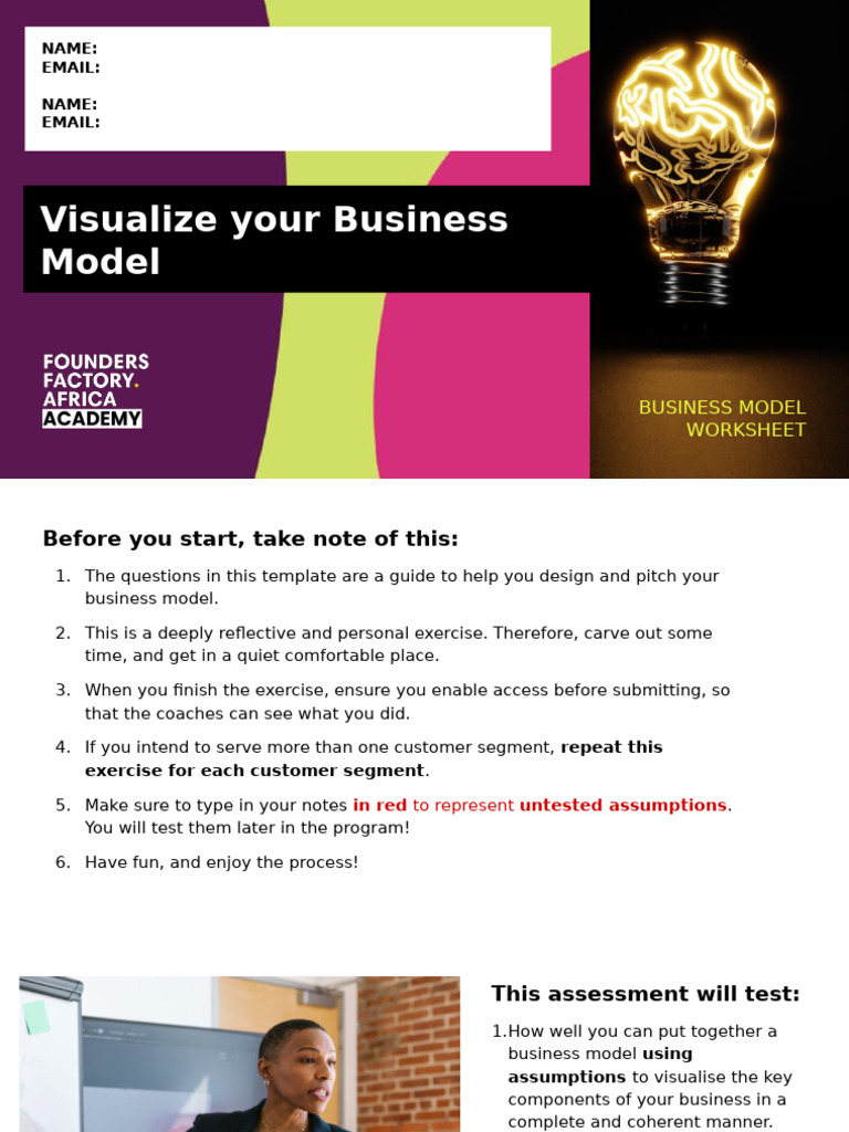 Business Model Visualization Worksheet | PDF | Business Model