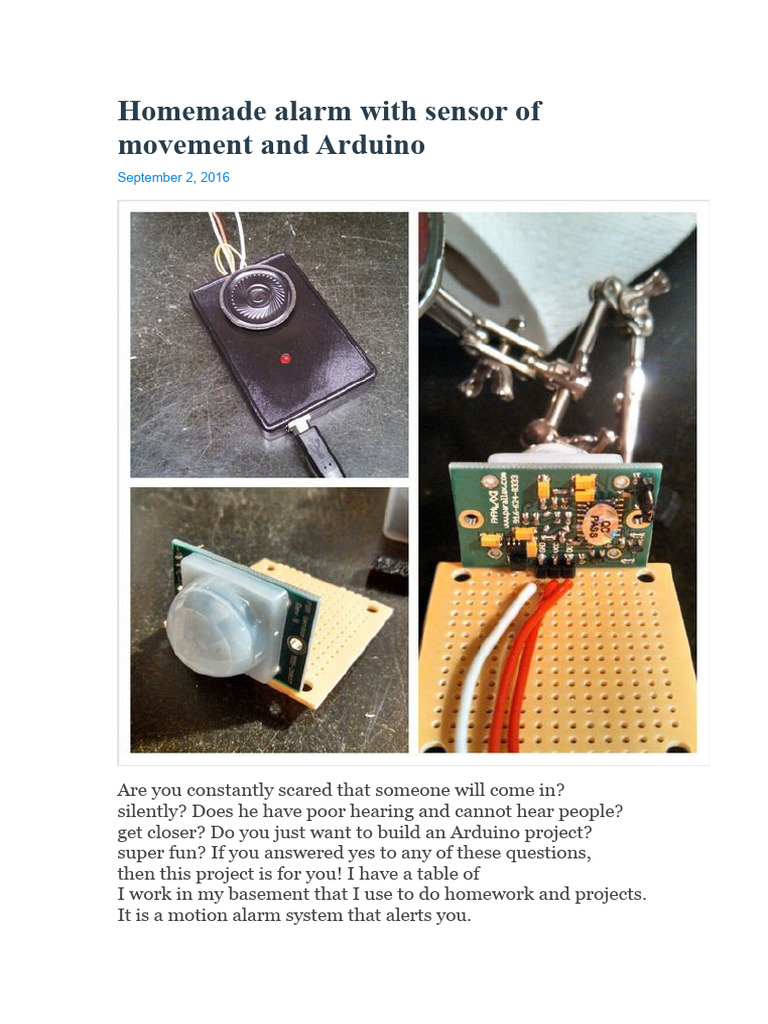 Homemade Alarm With Motion Sensor and | PDF | Arduino | Printed Circuit ...