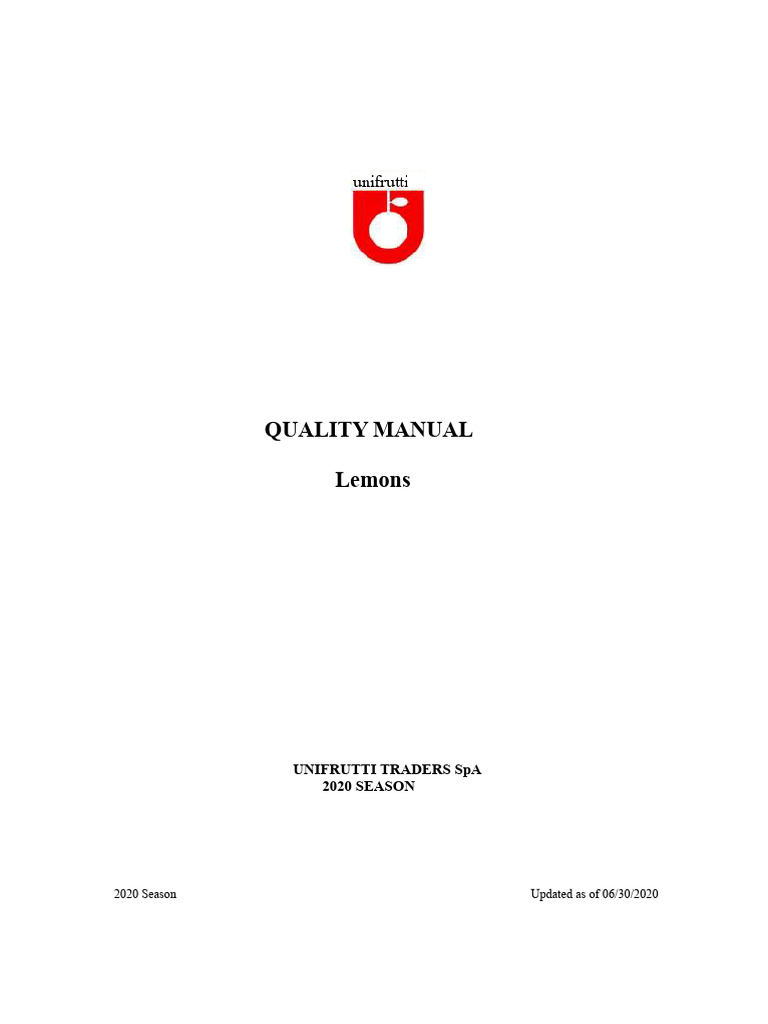 2020 Quality Manual for Lemons | PDF | Fracture