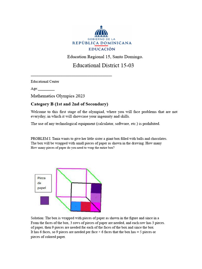 Mathematics Olympics 2023 Problems | PDF | Rectangle | Geometry