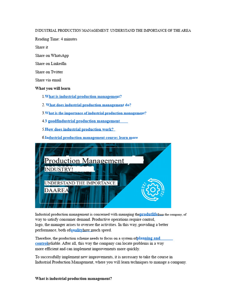 Industrial Production Management | PDF | System | Business Economics