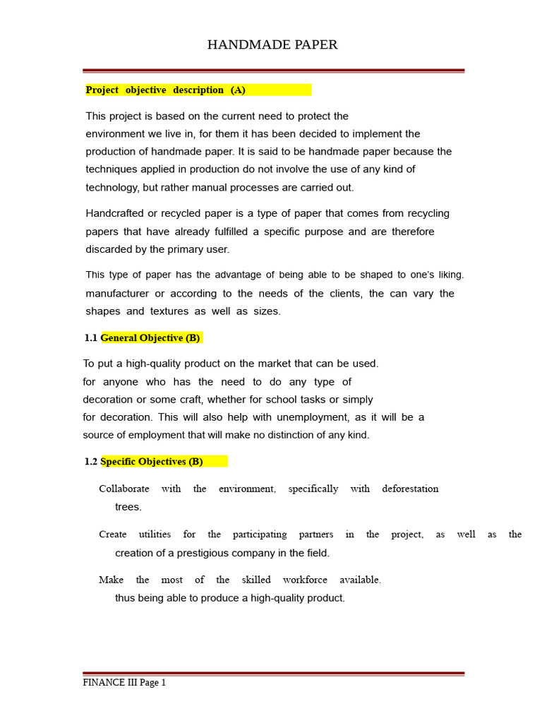 Handmade Paper Project | PDF | Paper | Profit (Economics)