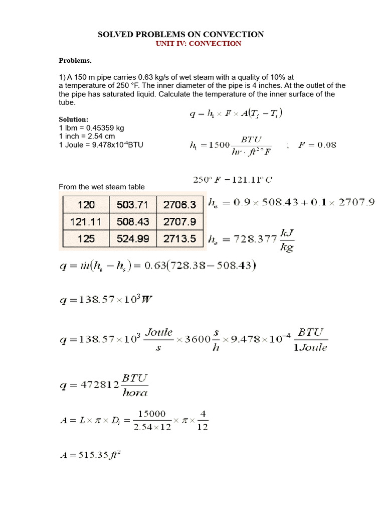 Convection Heat Transfer Problems | PDF | Heat Transfer | Thermal ...