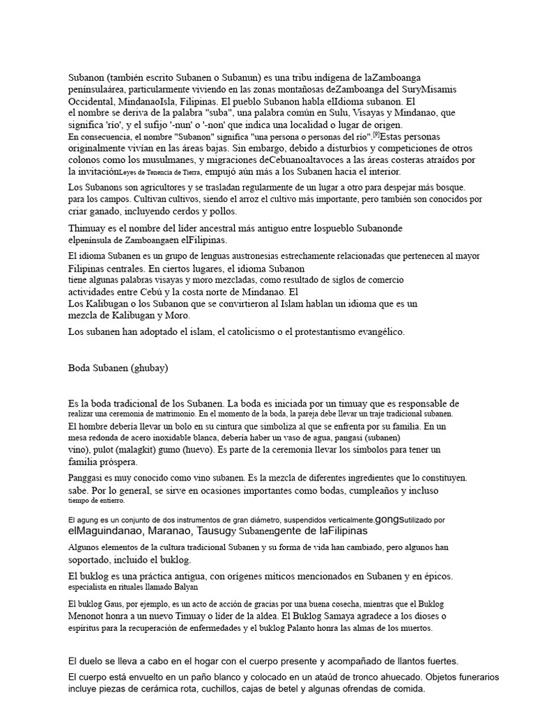 Cultura y Tradiciones de los Subanon | PDF | Filipinas