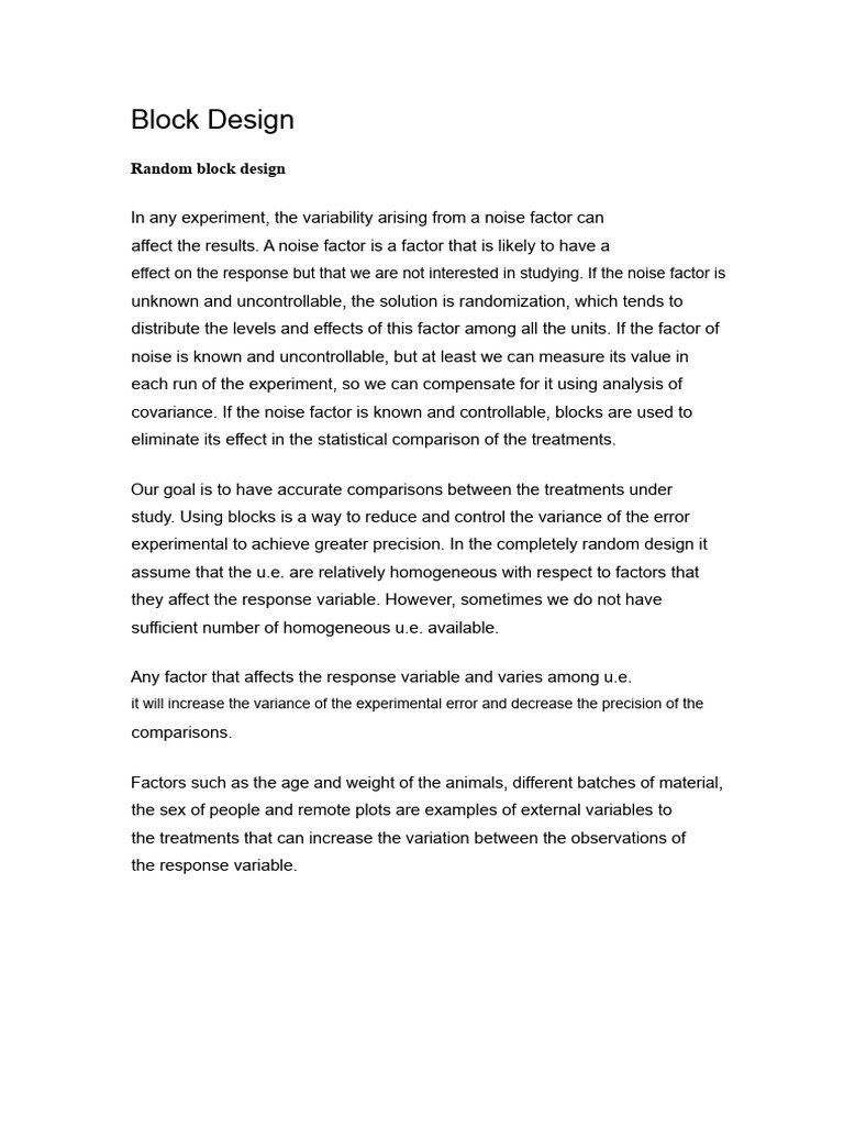 Randomized Block Design Explained | PDF | Variance | Errors And Residuals