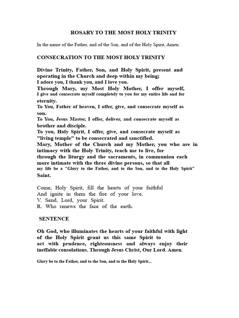 Consecration to the Holy Trinity | PDF | God The Father | Trinity