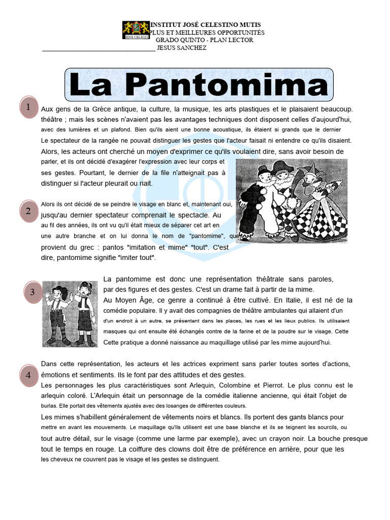 Histoire et caractéristiques de la pantomime | PDF | Théâtre | Comédie