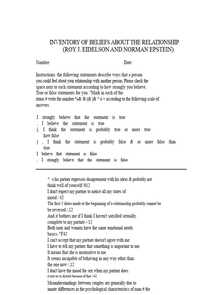 Qdoc - Tips - Inventory of Beliefs About Relationships | PDF | Feeling ...