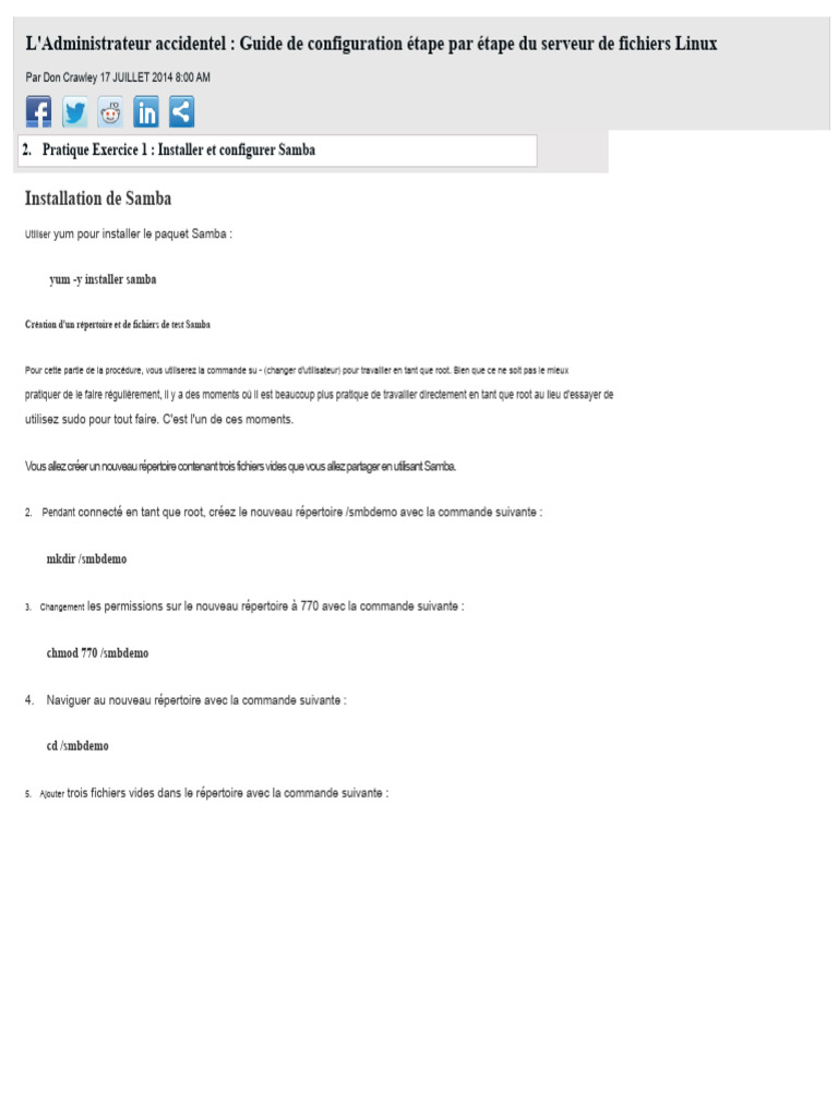 Guide de configuration de Samba sur Linux | PDF | Serveur (Informatique ...