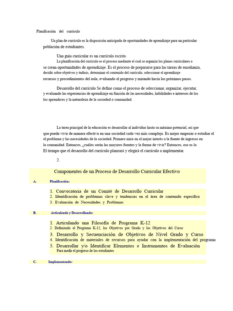 Planificación y Desarrollo Curricular Efectivo | PDF | Plan de estudios ...