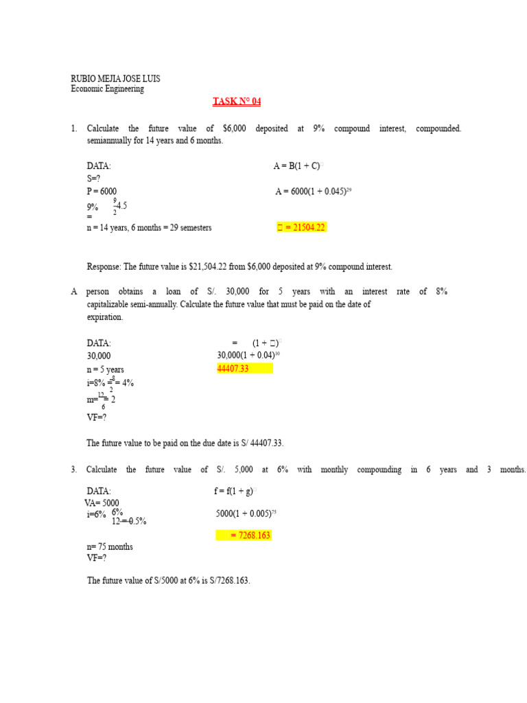 Future Value and Interest Calculations | PDF | Interest | Present Value