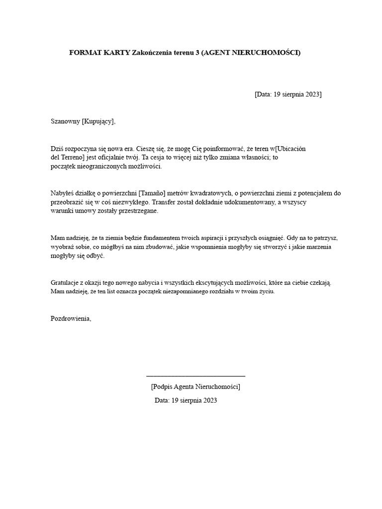 Format Listu Zamknięcia Działki 3 | PDF