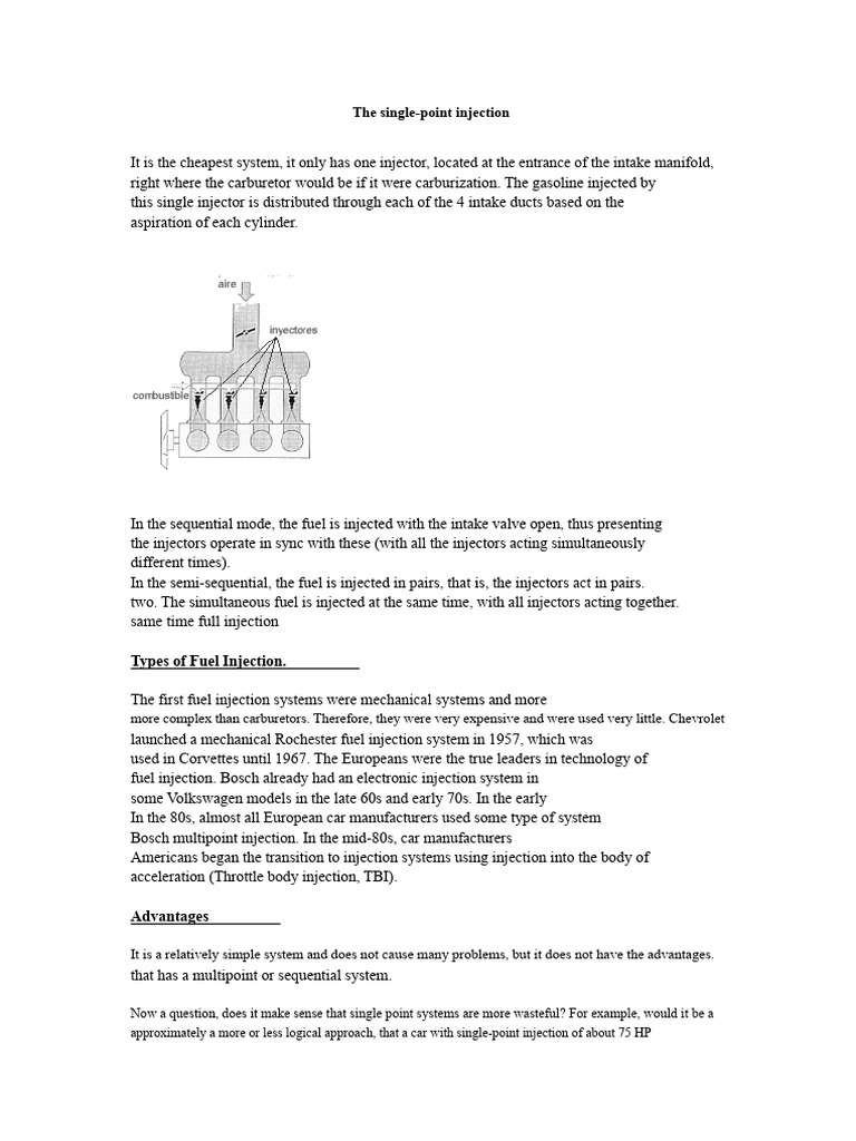 The Single Point and Multi Point Injection | PDF | Fuel Injection ...