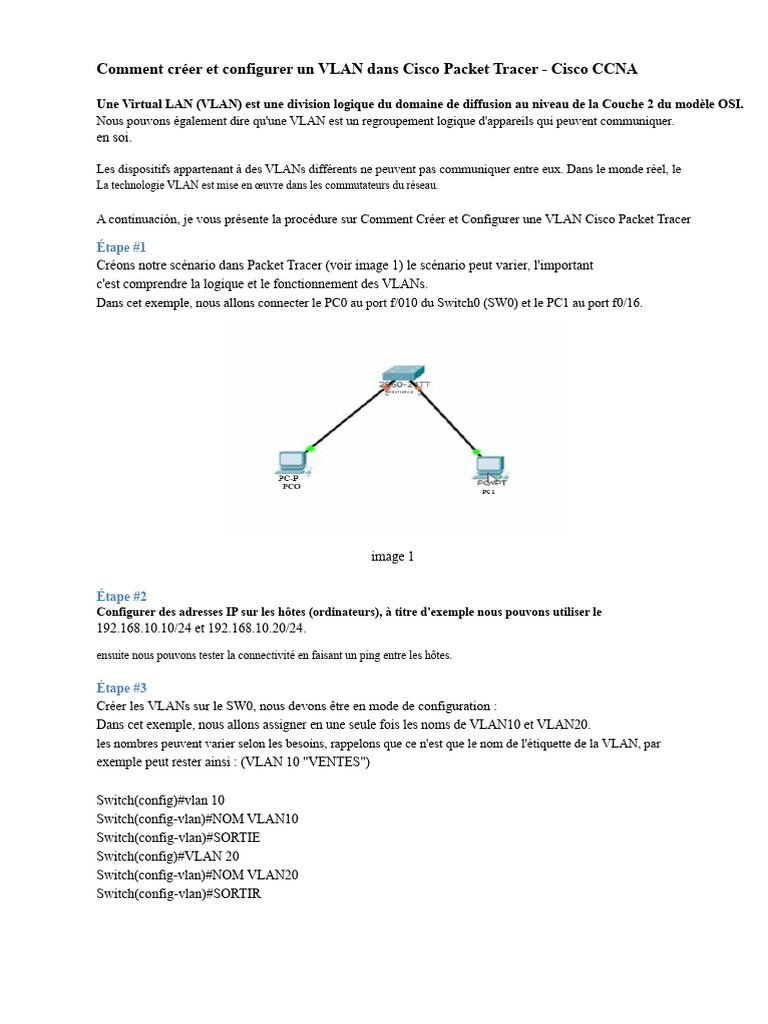 Créer un VLAN dans Cisco Packet Tracer | PDF | Commutateur réseau ...
