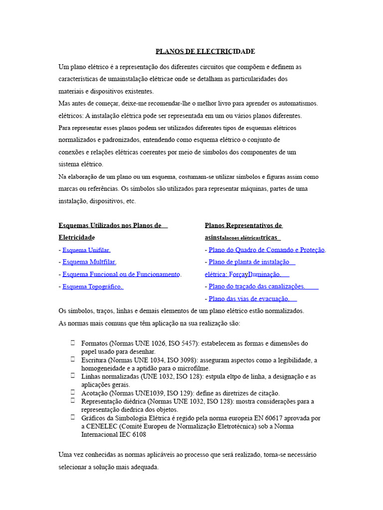 Planos de Eletricidade | PDF | Eletricidade | Rede elétrica
