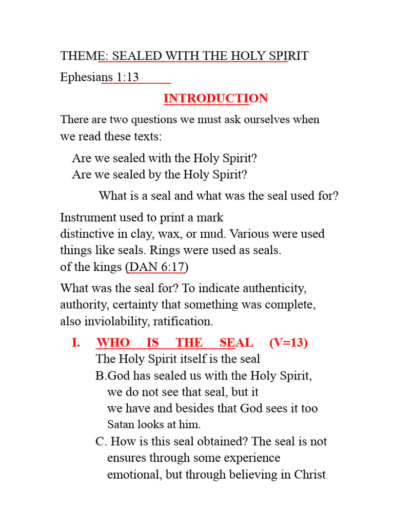 Sealed With The Holy Spirit | PDF | God In Christianity | Salvation