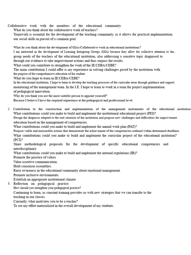 Collaborative Work With The Members of The Educational Community | PDF ...
