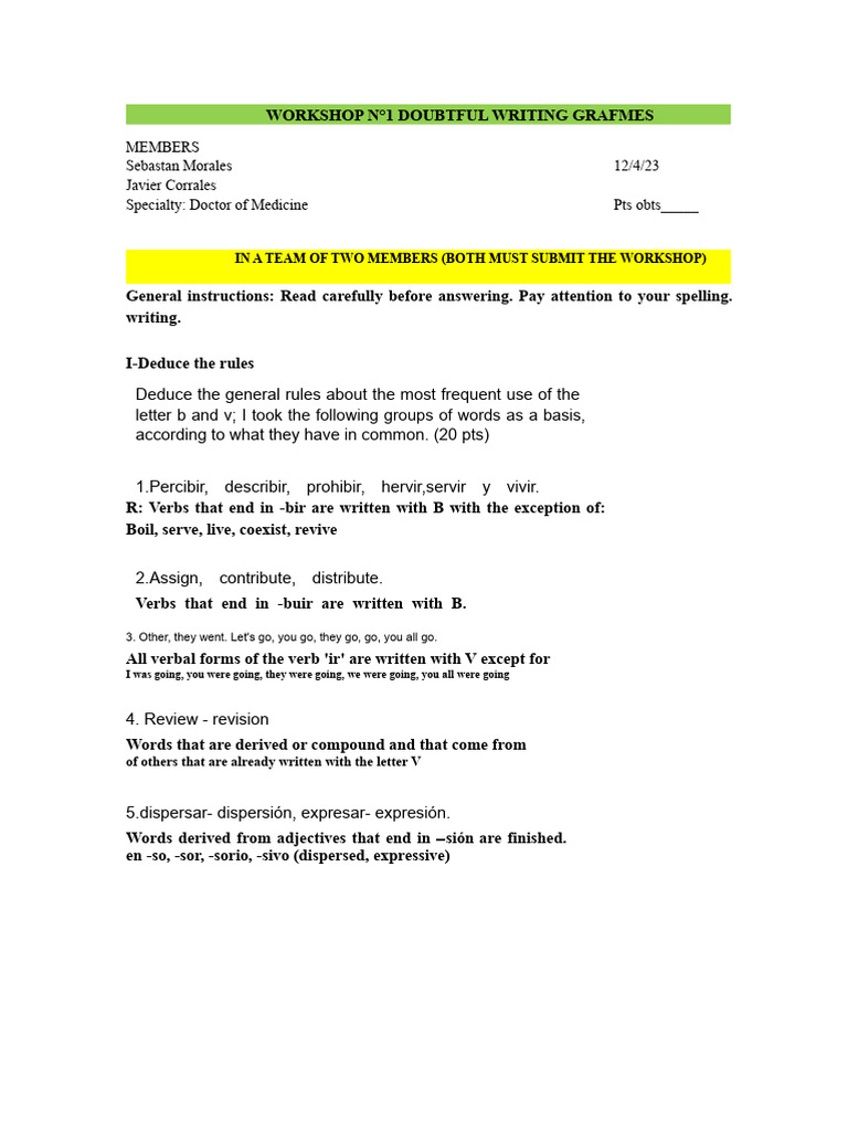 Workshop On Questionable Writing Graphemes | PDF | Word | Linguistics