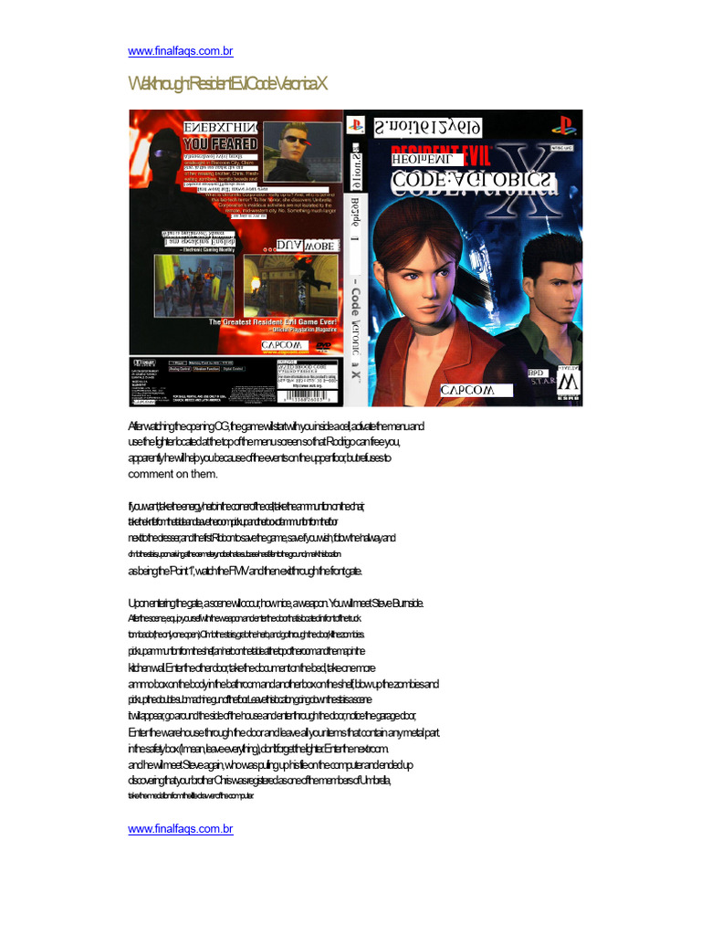 Code Veronica X Walkthrough Guide | PDF | Video Games | Adventure Games