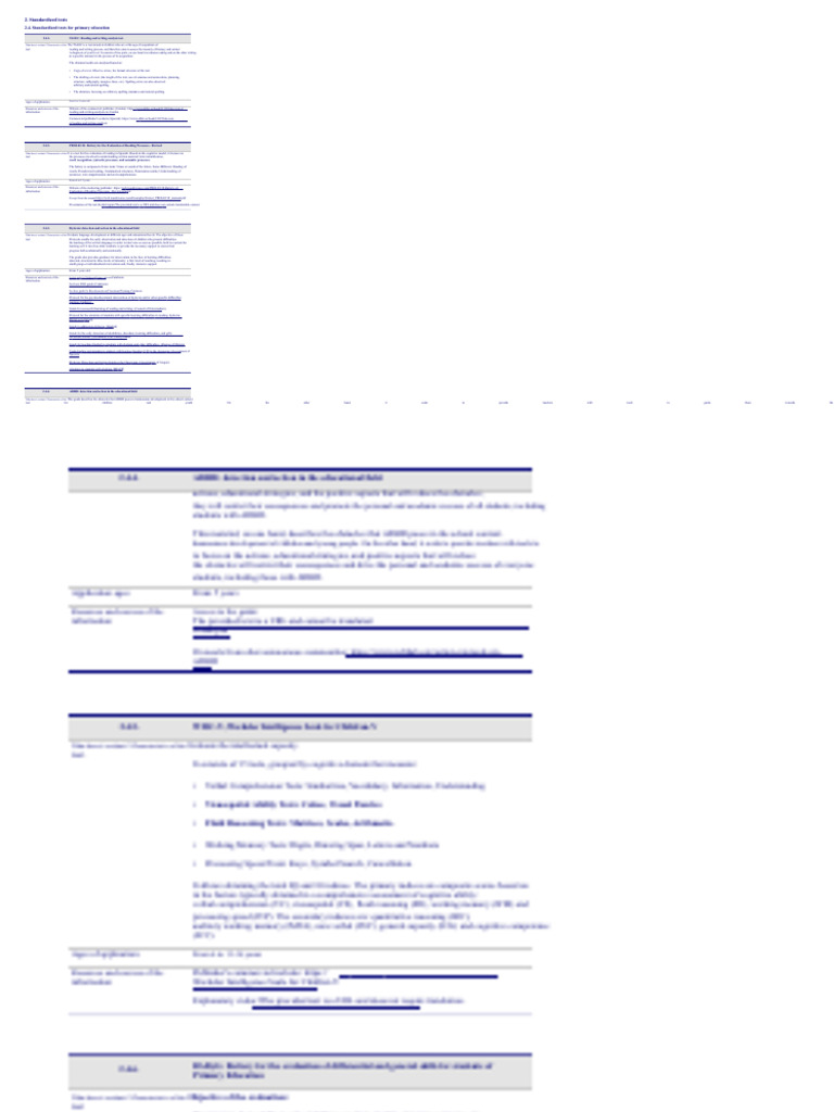Standardized Tests for Primary Literacy | PDF | Learning Disability ...
