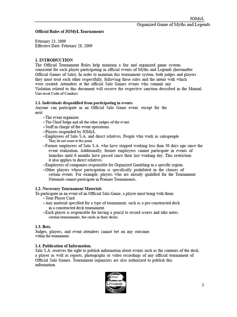Tournament Rules Myl | PDF | Playing Cards | Referee
