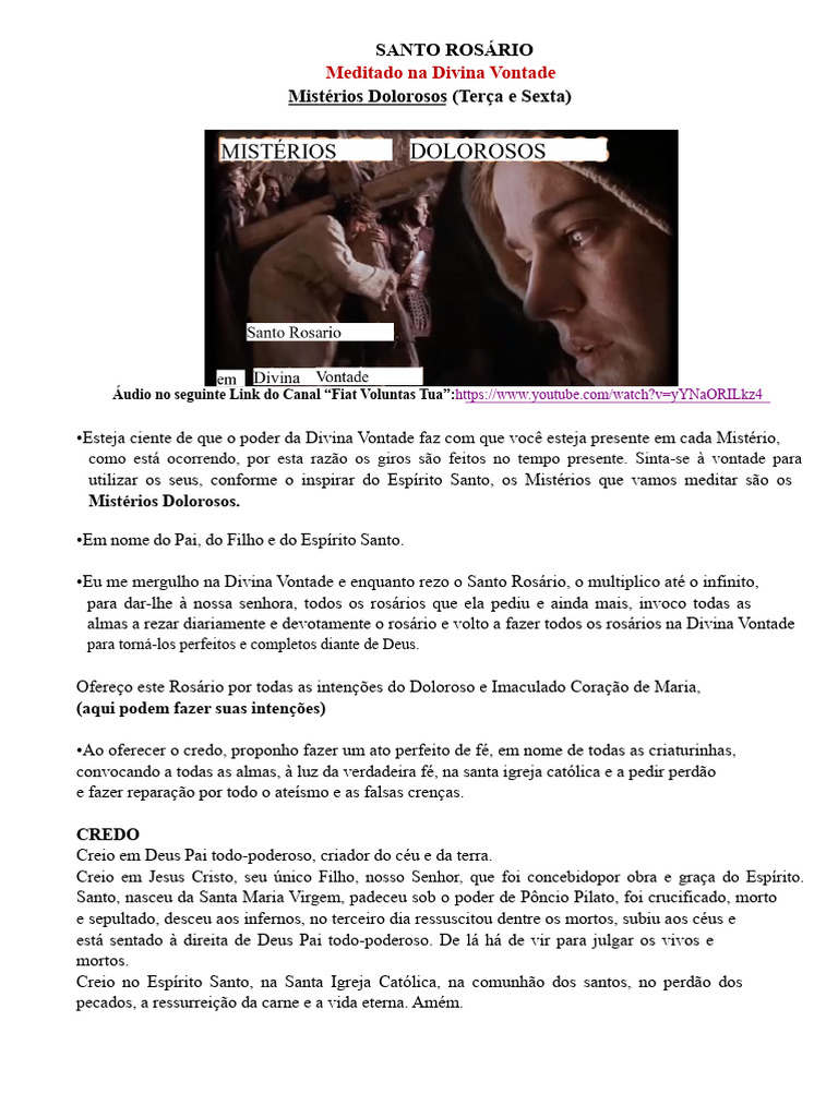 Santo Rosário: Mistérios Dolorosos Meditados | PDF | Rosário | Oração