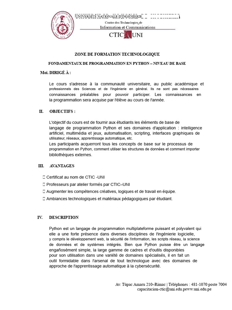 Formation Python : Initiation et Pratique | PDF | Python (Langage de ...