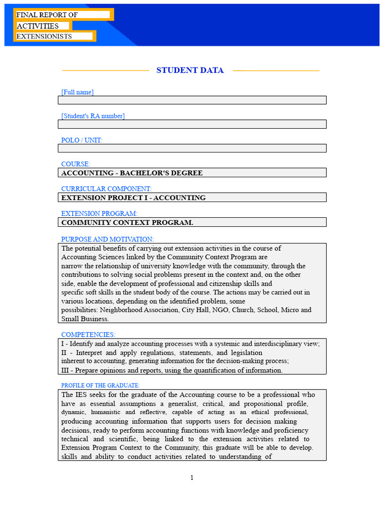 Community Extension in Accounting Program | PDF | Entrepreneurship ...