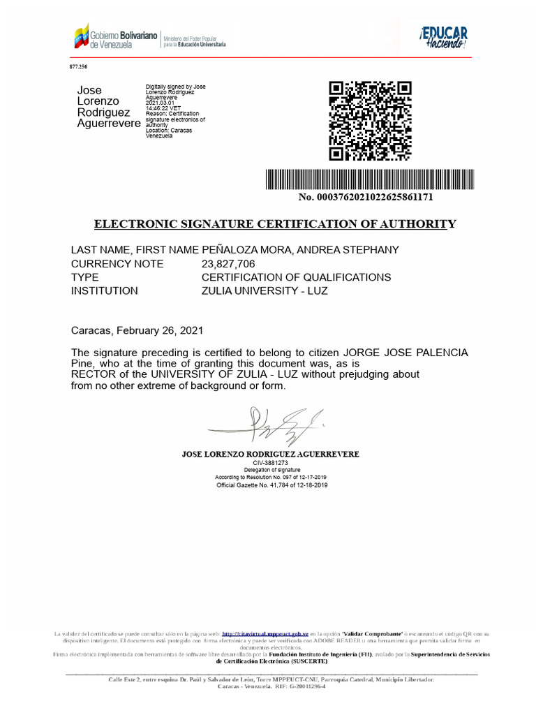 Certification Document 1 Signed | PDF