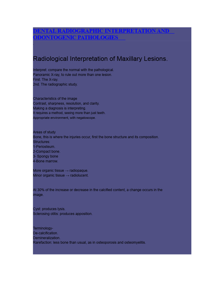 Dental Radiographic Pathology Guide | PDF | Dental Anatomy | Bone