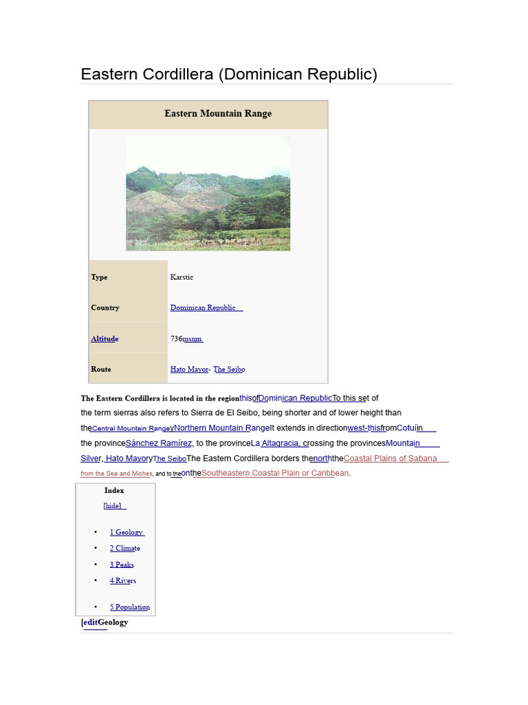 Eastern Mountain Range | PDF | Geomorphology | Physical Geography