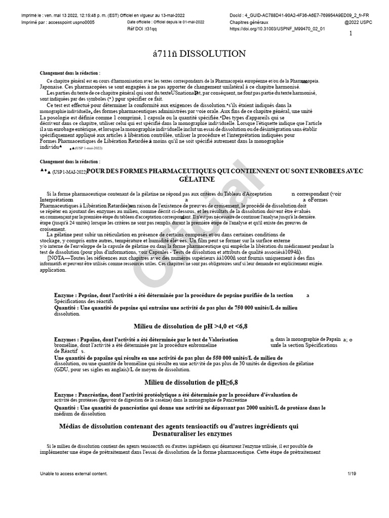 Harmonisation USP Dissolution | PDF