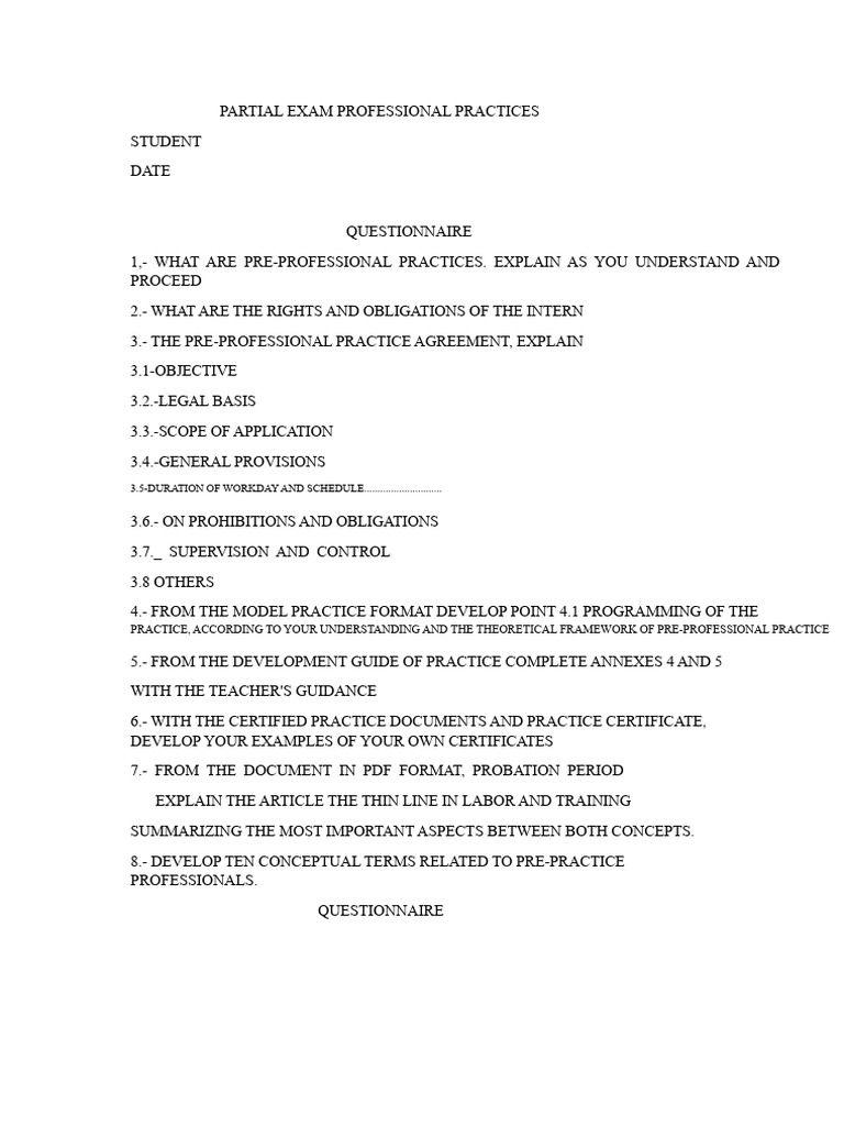 Partial Exam Professional Practices | PDF