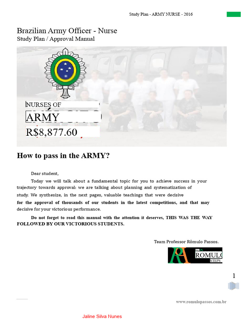 Army Nurse Study Plan 2016 Guide | PDF | Nursing | Mental Disorder
