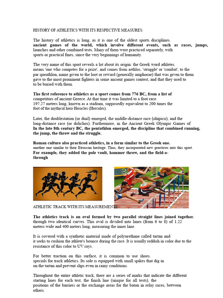 History of Athletics With Its Respective Measures | PDF | Track And ...