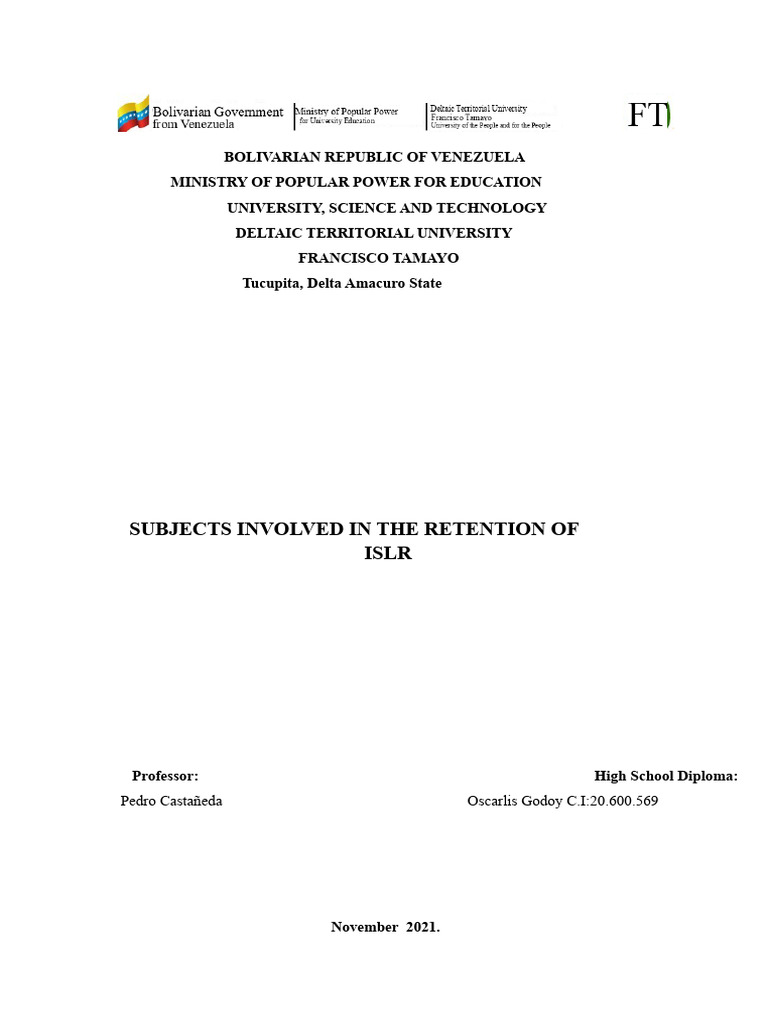 Subjects Involved in The Retention of Islr | PDF | Expense | Taxes