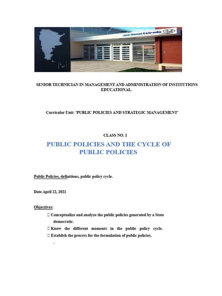 Class N 1 Public Policies and The Public Policy Cycle. | PDF | Policy ...
