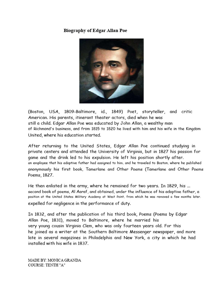 Edgar Allan Poe: Life and Works | PDF | Edgar Allan Poe