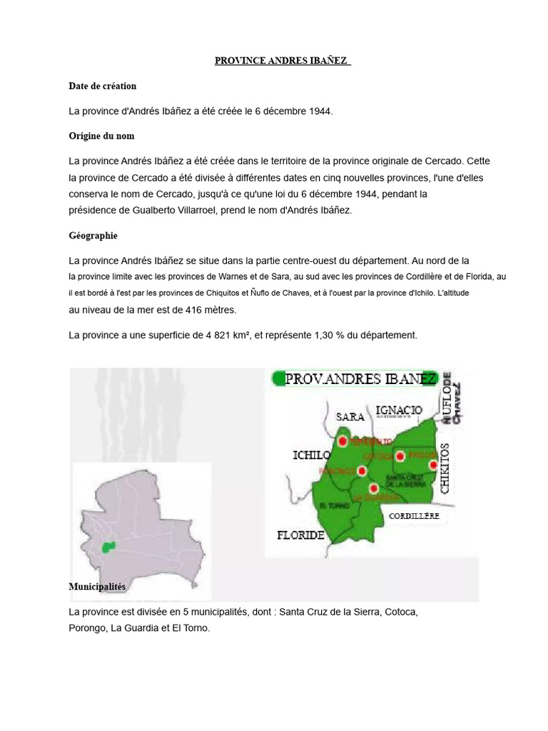 Province Andrés Ibáñez : Histoire et Culture | PDF | Sirop | Boisson