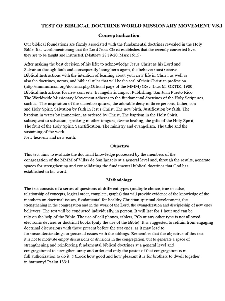 Biblical Doctrine Test for New Converts | PDF | Born Again ...