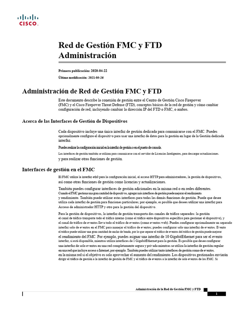 Gestión de FMC y FTD: Configuración y Uso | PDF | Enrutador ...