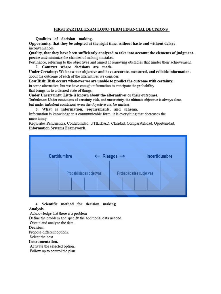 First Partial Exam Long-Term Financial Decisions | PDF | Risk | Market ...