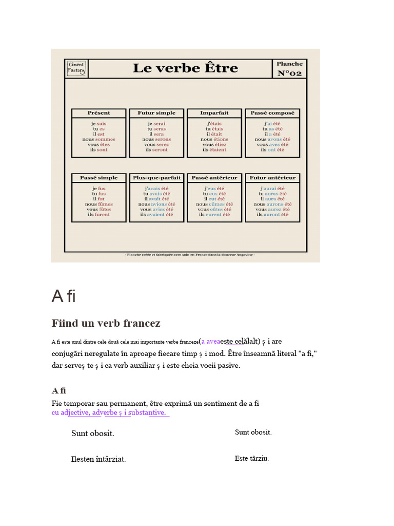 PDF - Verbul A Fi | PDF