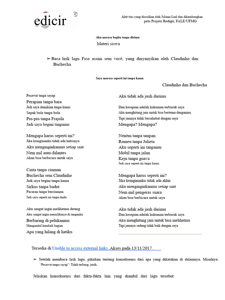 Konsekuensi Kehilangan dalam Lagu | PDF